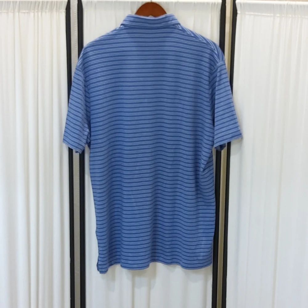 Polo Ralph Lauren Polo Shirt Blue w/Dk Blue &‎ Lt. Blue Stripes, XL